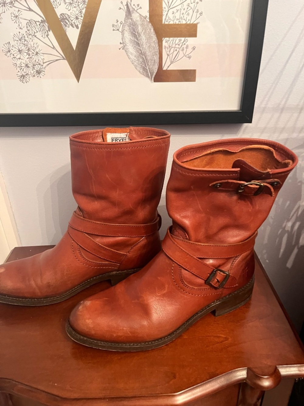Frye Women's Jaden cross engineer boot in cognac leather